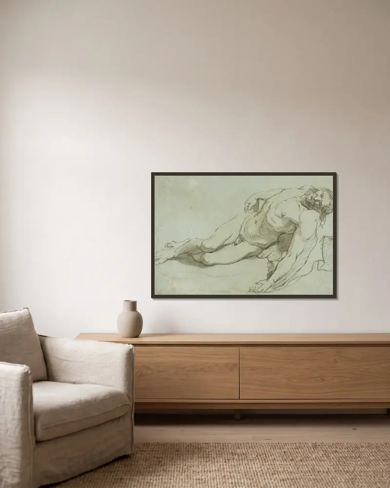 Der tote Christus von Charles Le Brun gerahmt an einer Wand