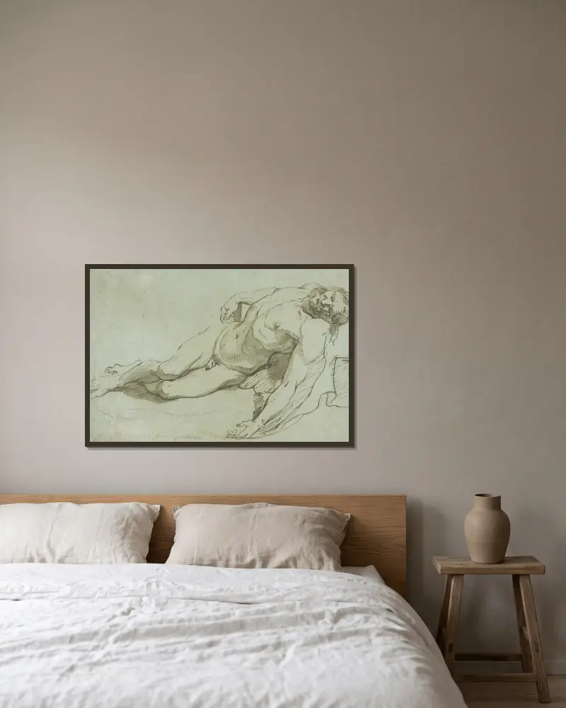 Der tote Christus von Charles Le Brun gerahmt an einer Wand