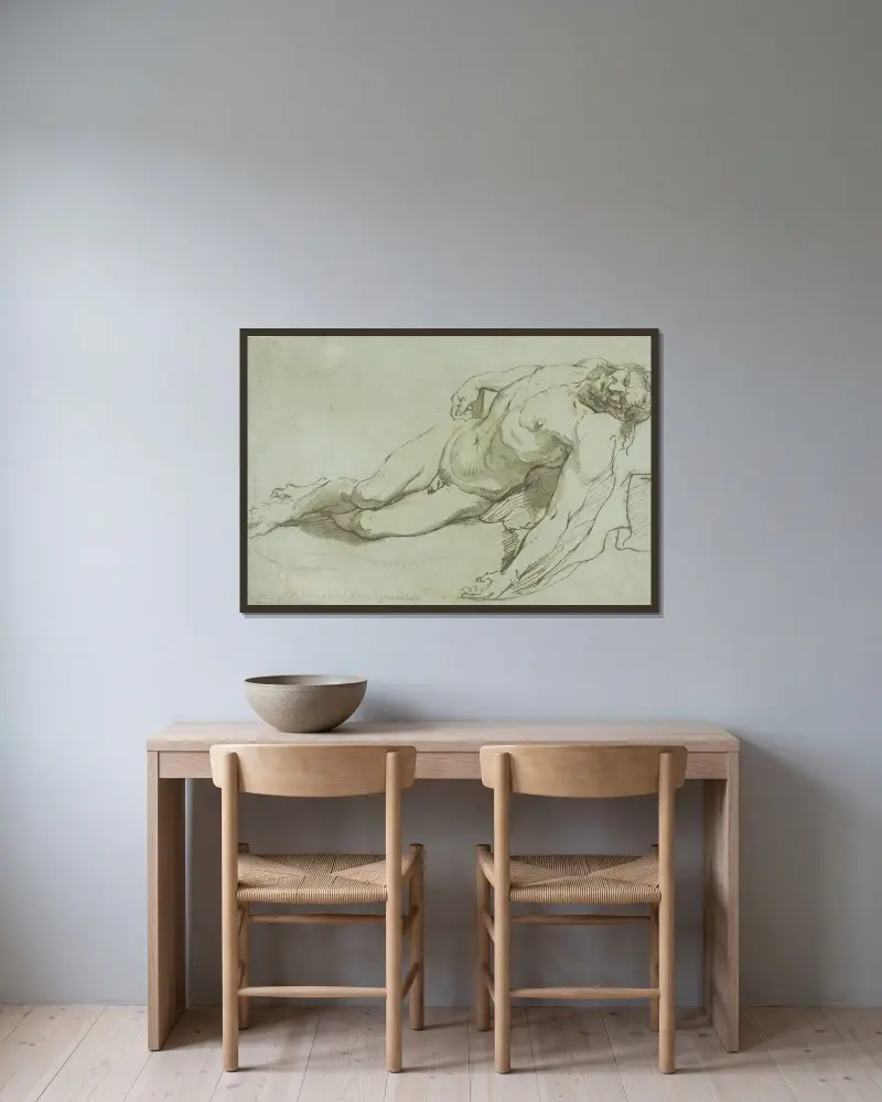 Der tote Christus von Charles Le Brun gerahmt an einer Wand