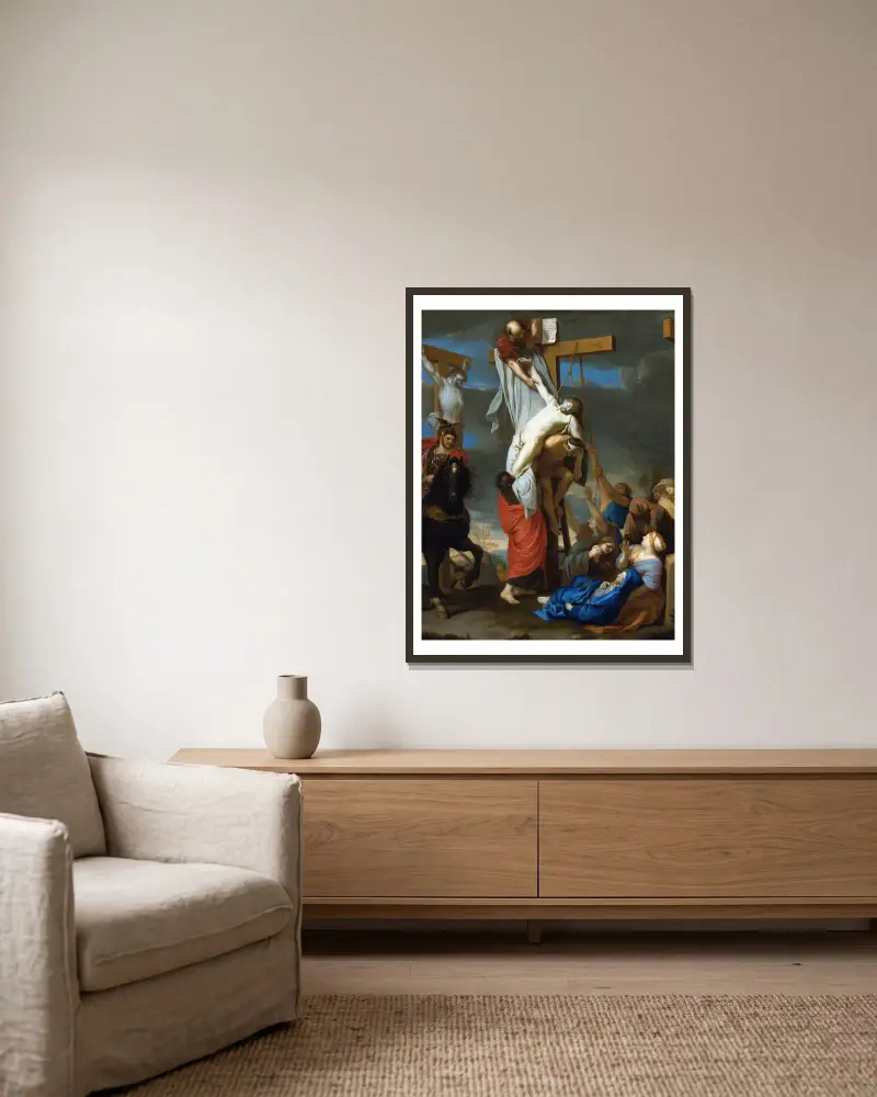 Die Kreuzabnahme von Charles Le Brun gerahmt an einer Wand