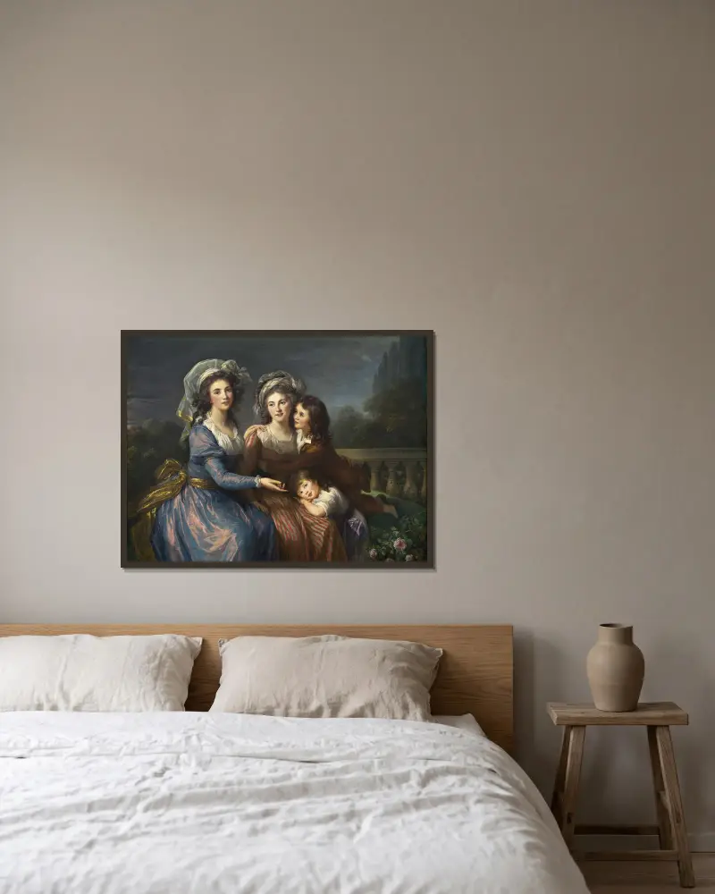 Markisinnan de Pezay och markisinnan de Rougé med sina söner Alexis och Adrien av Elisabeth Louise Vigée Le Brun inramad på en vägg