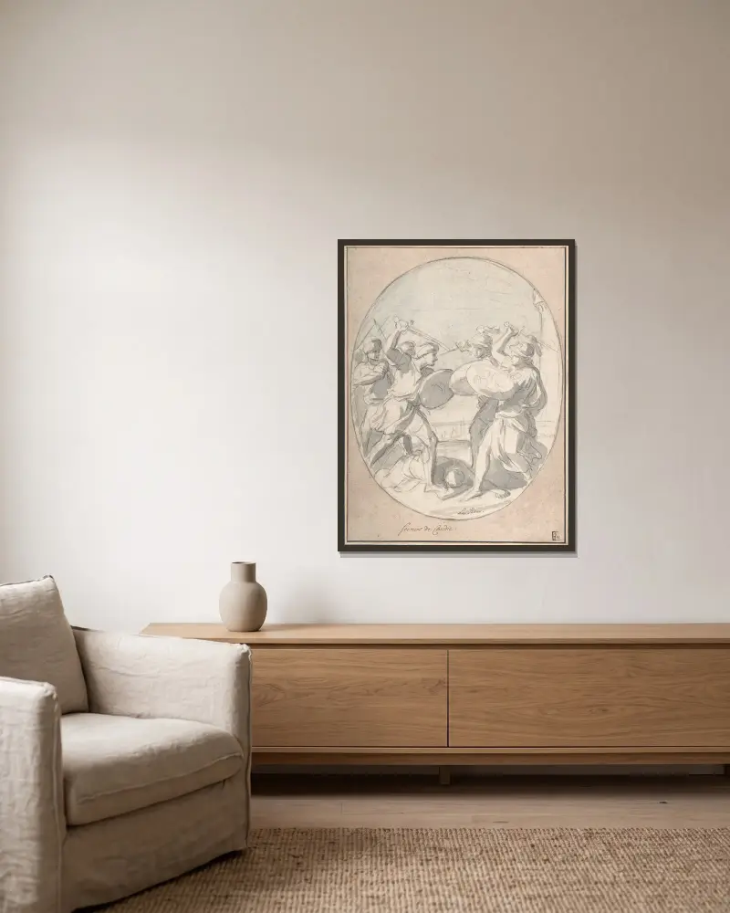 Candias undsättning av Charles Le Brun inramad på en vägg