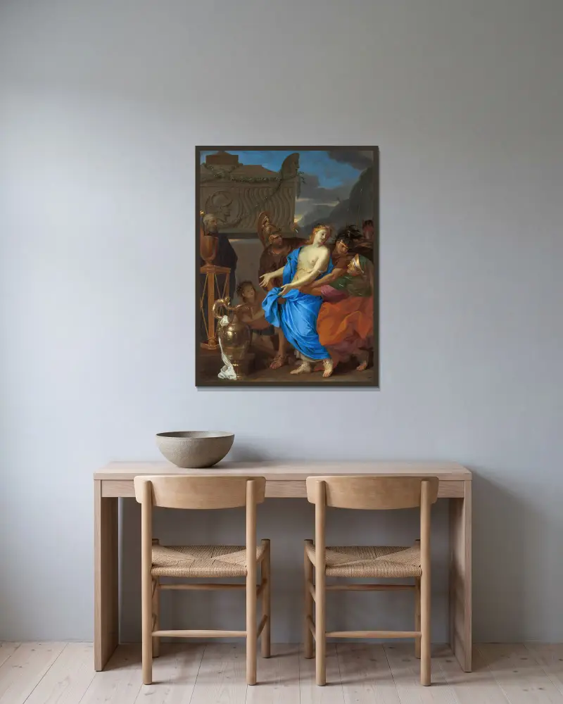 Polyxenas offer av Charles Le Brun inramad på en vägg