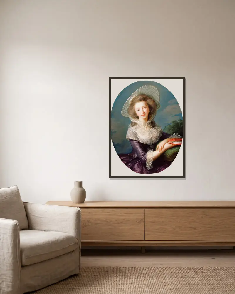 Hraběnka de Vaudreuil, Elisabeth Louise Vigée Le Brun v rámu na stěně