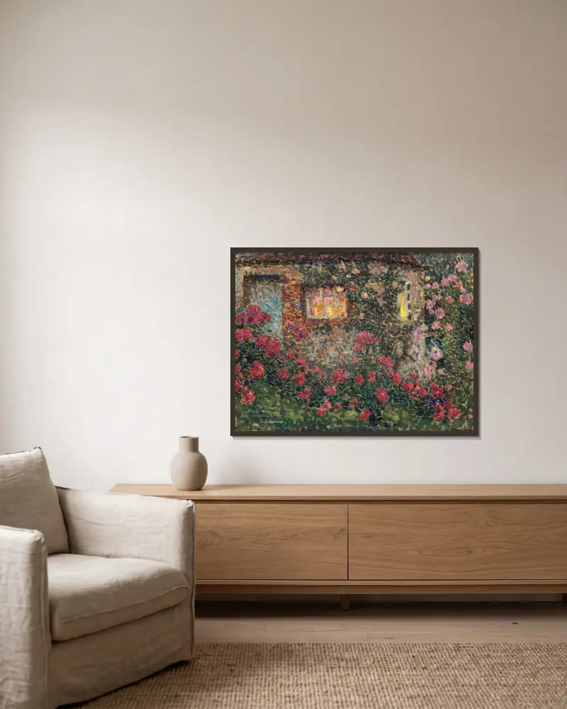 Dům mezi růžemi, Henri Le Sidaner v rámu na stěně