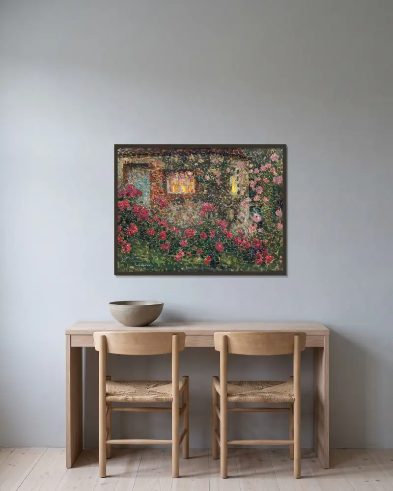Dům mezi růžemi, Henri Le Sidaner v rámu na stěně