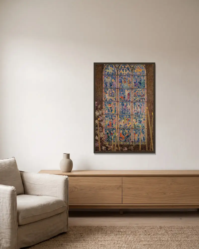 Die Glasmalerei, Chartres von Henri Le Sidaner gerahmt an einer Wand