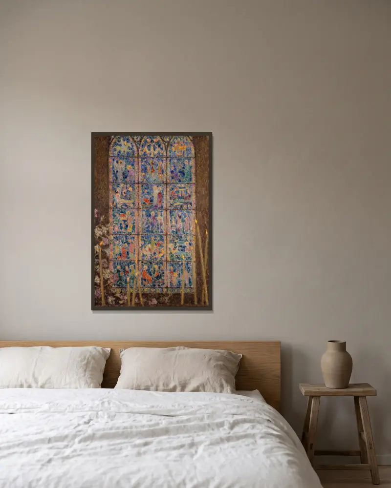 Die Glasmalerei, Chartres von Henri Le Sidaner gerahmt an einer Wand