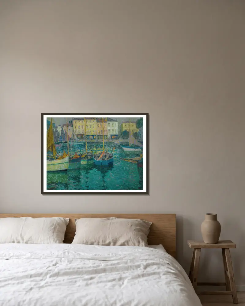 Boote in La Rochelle von Henri Le Sidaner gerahmt an einer Wand