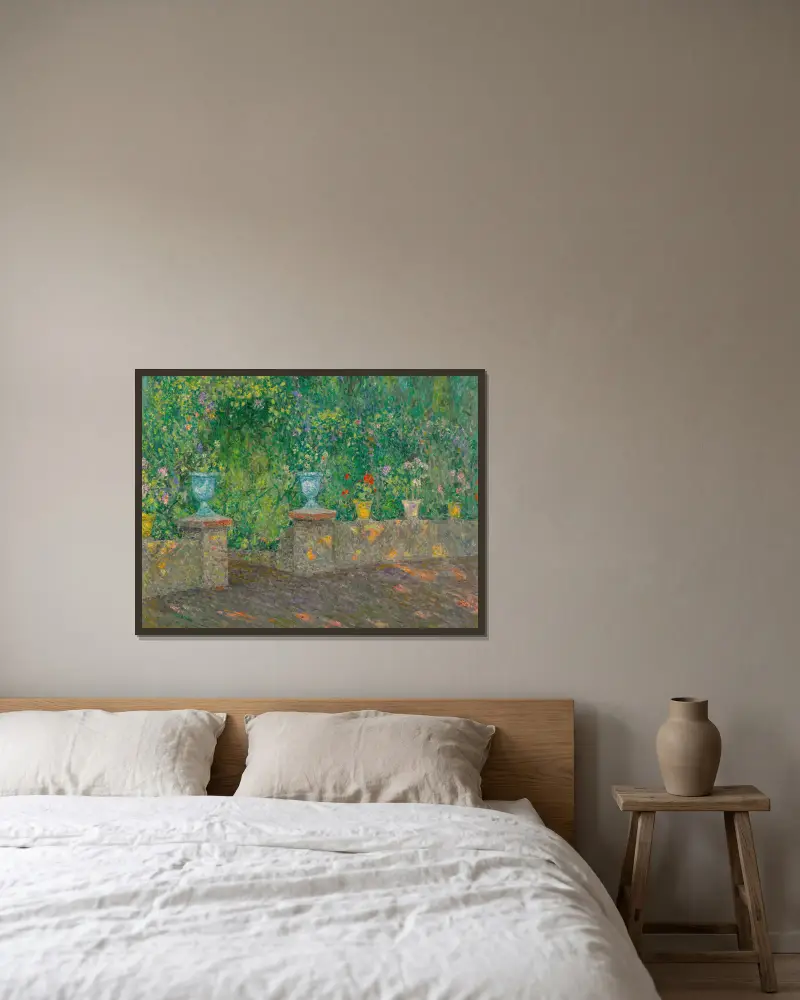Les Pots De Faïence av Henri Le Sidaner inramad på en vägg