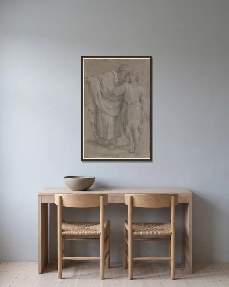 Jakob med sin son Josef av Eustache Le Sueur inramad på en vägg