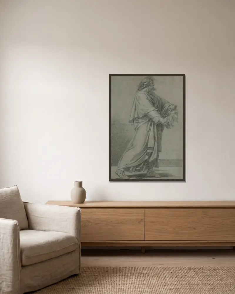 Muž ničící knihu, Eustache Le Sueur v rámu na stěně