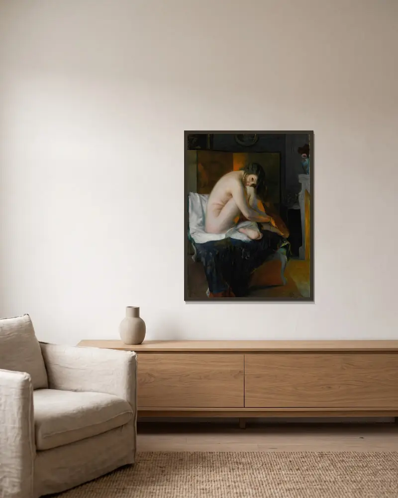 Před ohněm, Julius Leblanc Stewart v rámu na stěně
