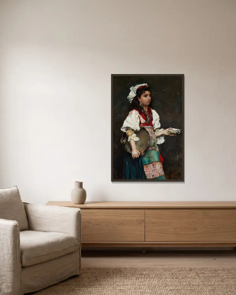 Zigeunermädchen von Julius Leblanc Stewart gerahmt an einer Wand