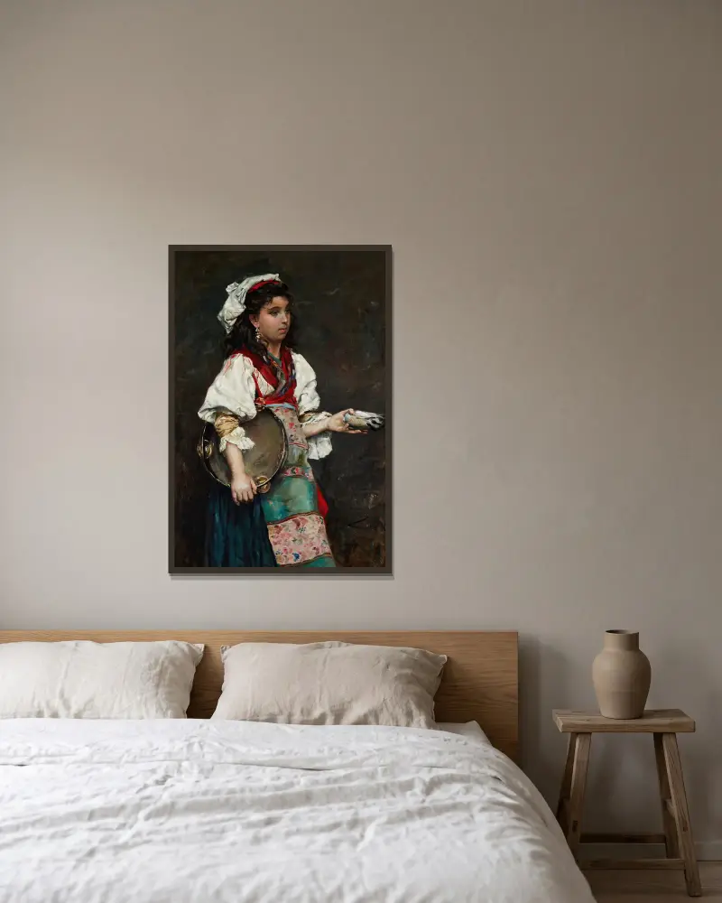 Zigeunermädchen von Julius Leblanc Stewart gerahmt an einer Wand