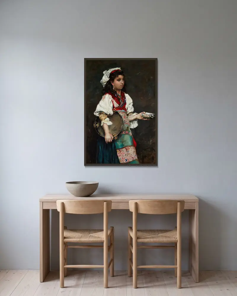 Zigeunermädchen von Julius Leblanc Stewart gerahmt an einer Wand