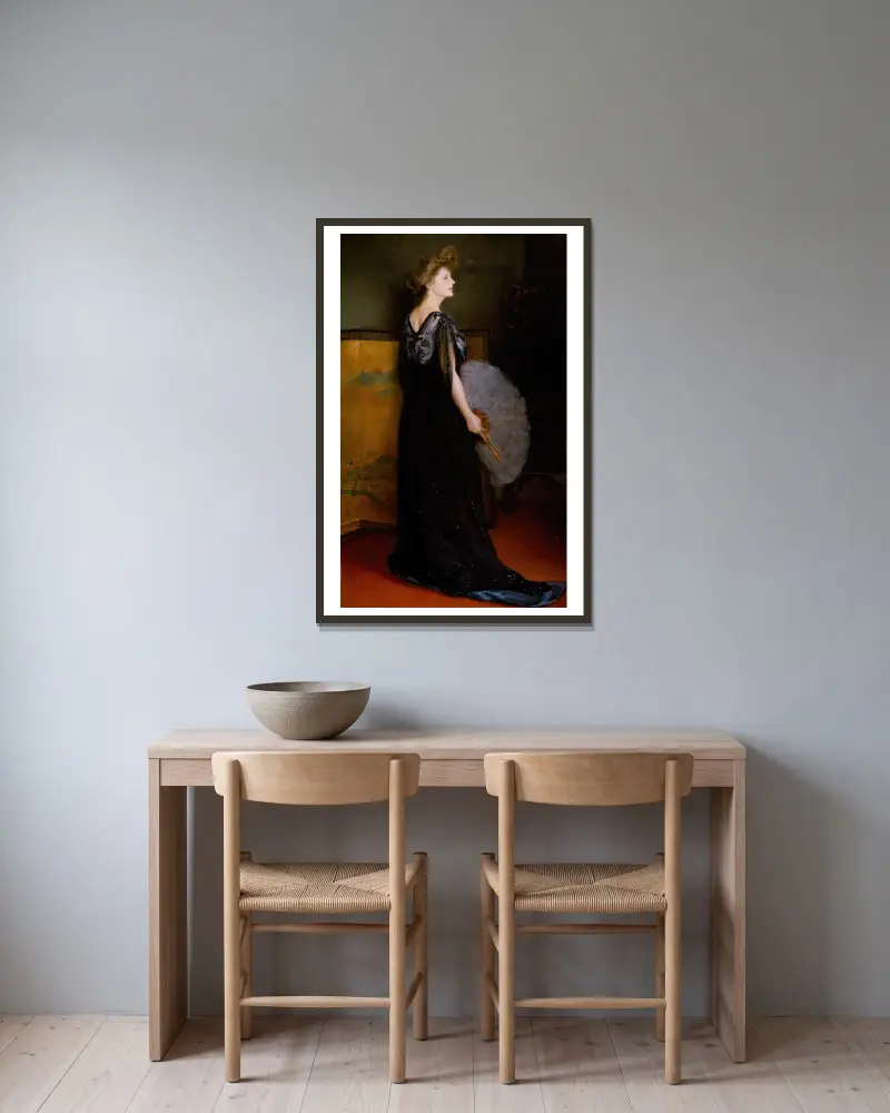 Porträtt av fru Francis Stanton Blake av Julius Leblanc Stewart inramad på en vägg