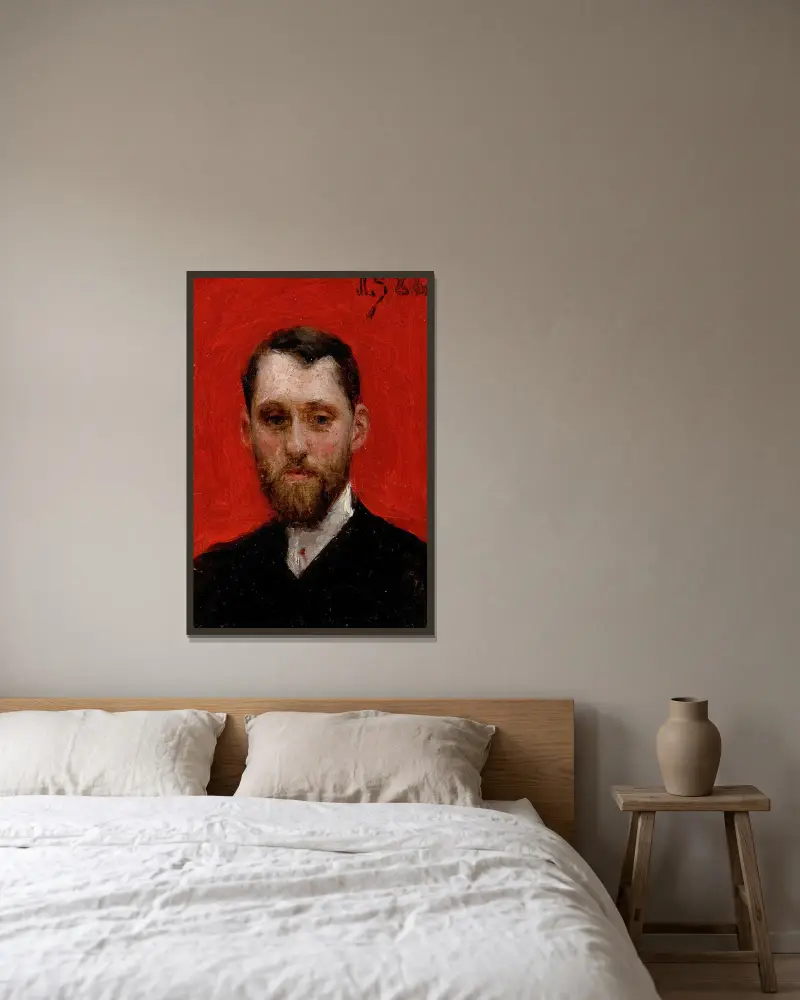 Porträtt av målaren Charles Theriat av Julius Leblanc Stewart inramad på en vägg