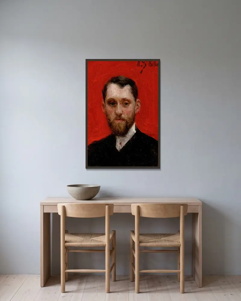 Porträtt av målaren Charles Theriat av Julius Leblanc Stewart inramad på en vägg