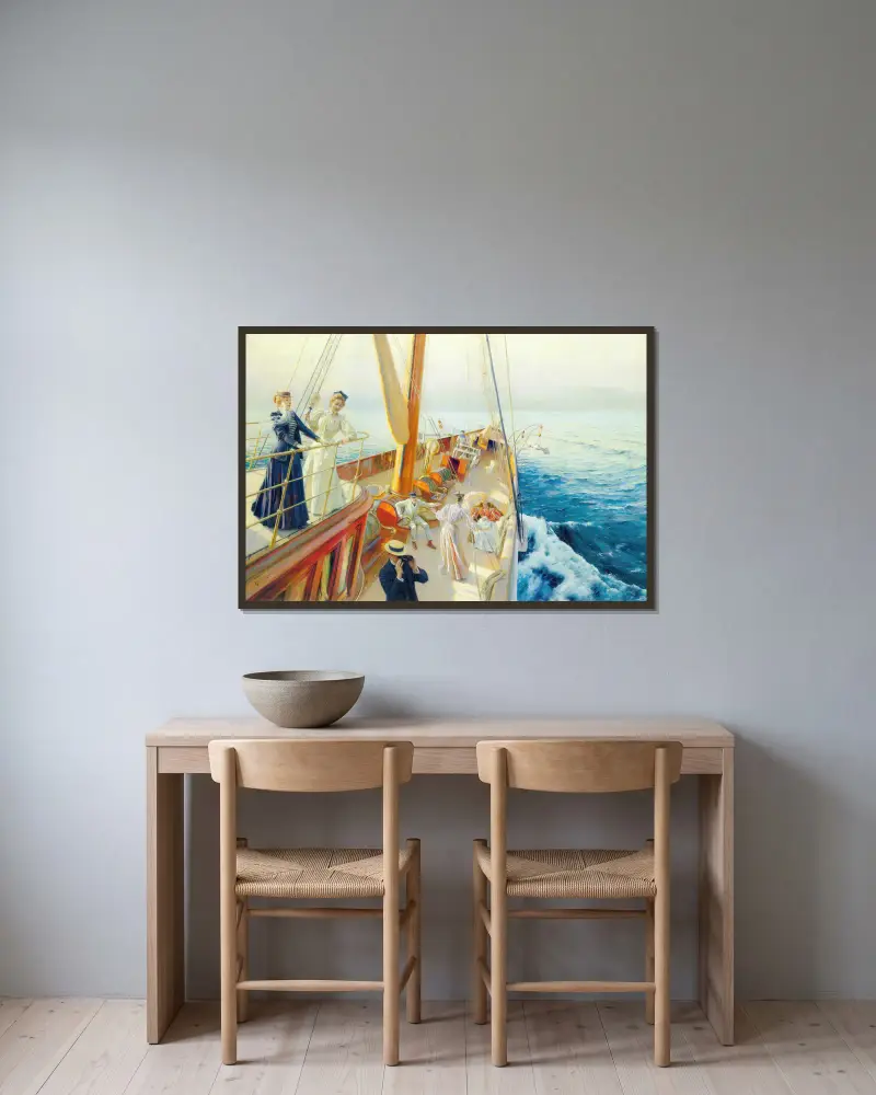 Yachting the Mediterranean av Julius Leblanc Stewart inramad på en vägg