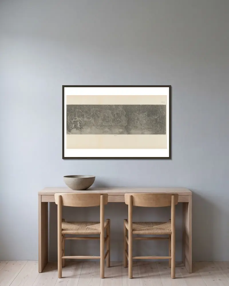 Ekade Ektab die Felsbilder Fezzans Taf. 81 von Leo Frobenius gerahmt an einer Wand