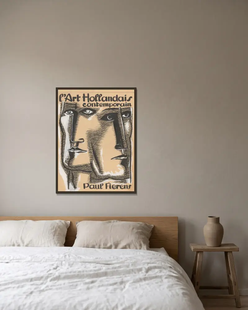 Entwurf für den Buchumschlag von „l’Art Hollandais contemporain“ von Leo Gestel gerahmt an einer Wand
