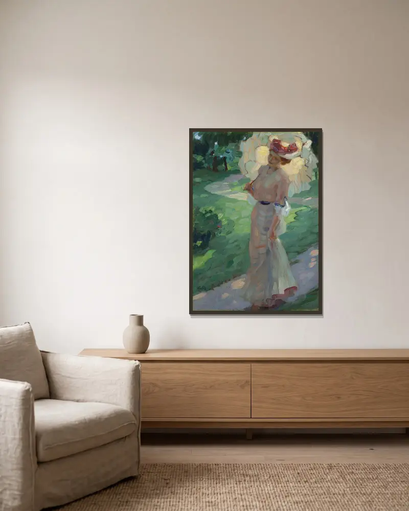 Ein Sommertag im Park von Leo Putz gerahmt an einer Wand