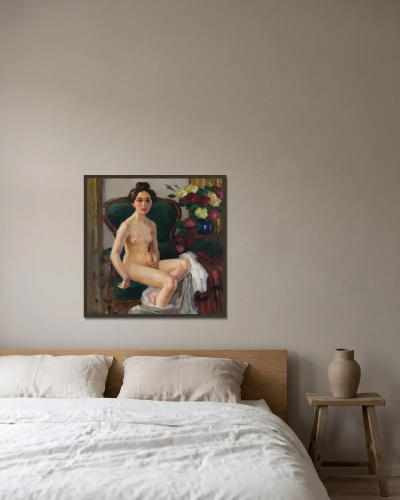 Auf dem Sofa II (Gusti) av Leo Putz inramad på en vägg