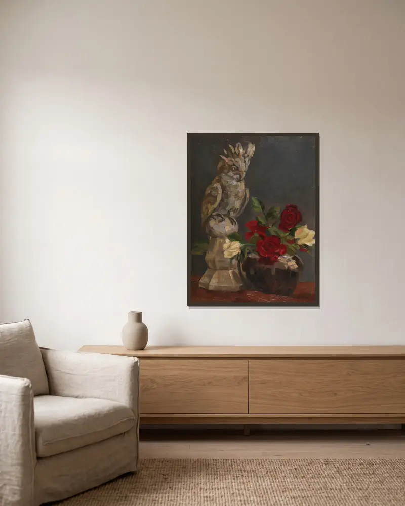 Der Kakadu av Leo Putz inramad på en vägg