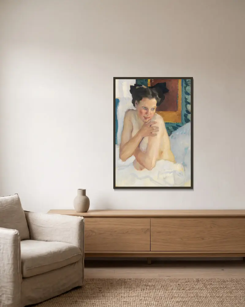 Probuzení (sedící polonahá), Leo Putz v rámu na stěně
