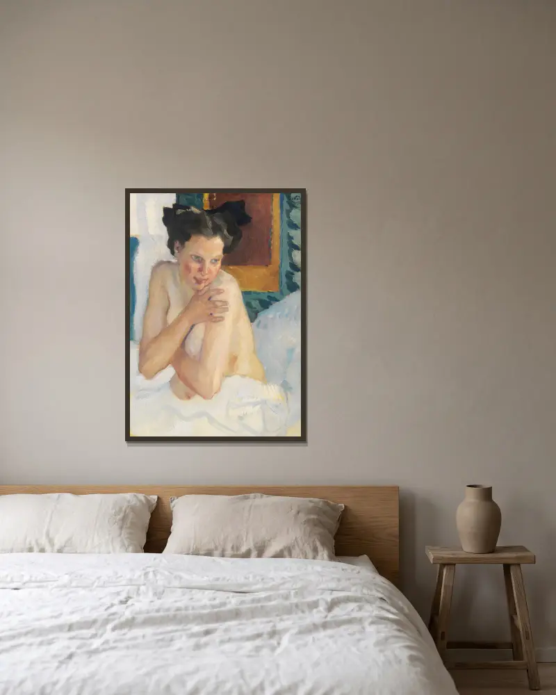 Probuzení (sedící polonahá), Leo Putz v rámu na stěně