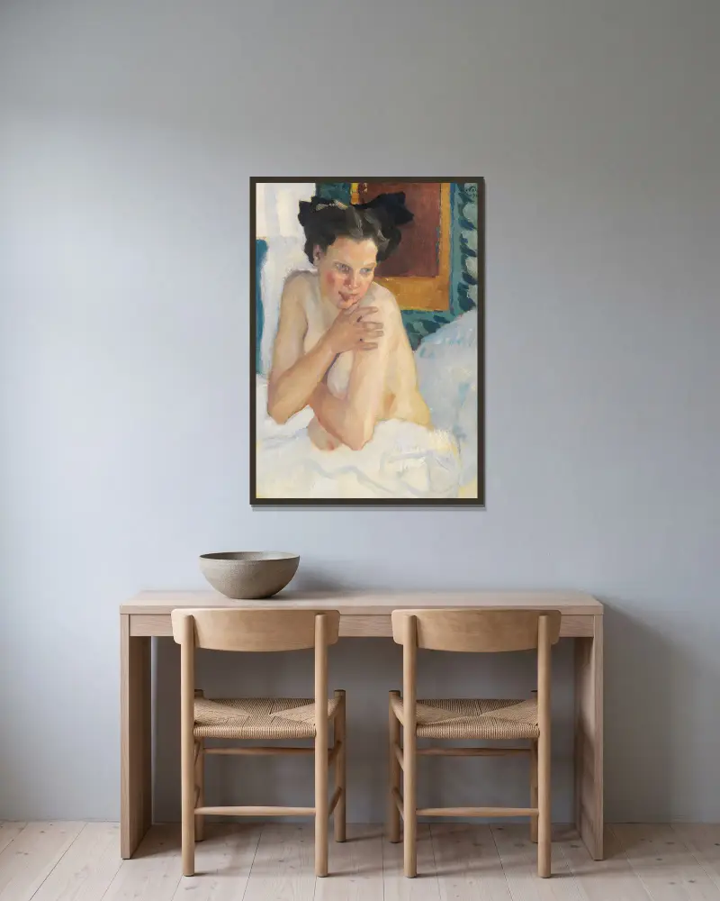 Probuzení (sedící polonahá), Leo Putz v rámu na stěně