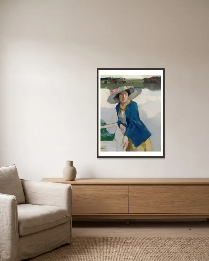 Frieda am Langenbürger See von Leo Putz gerahmt an einer Wand