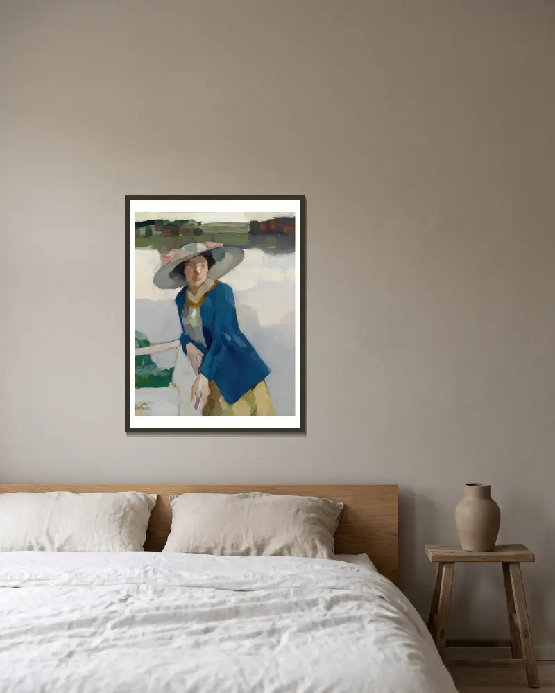 Frieda am Langenbürger See von Leo Putz gerahmt an einer Wand