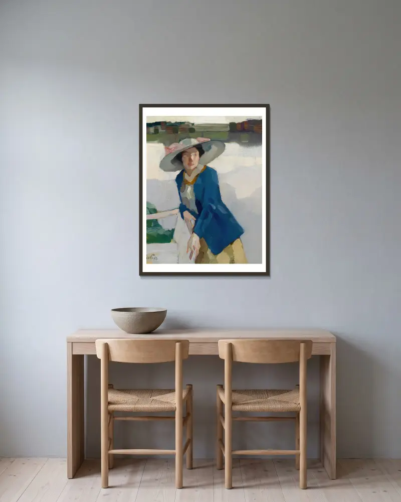 Frieda am Langenbürger See von Leo Putz gerahmt an einer Wand