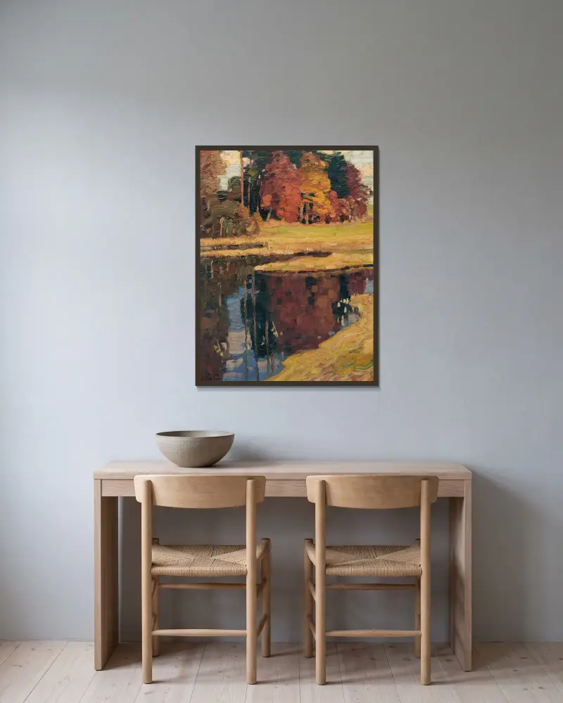 Herbstlandschaft av Leo Putz inramad på en vägg