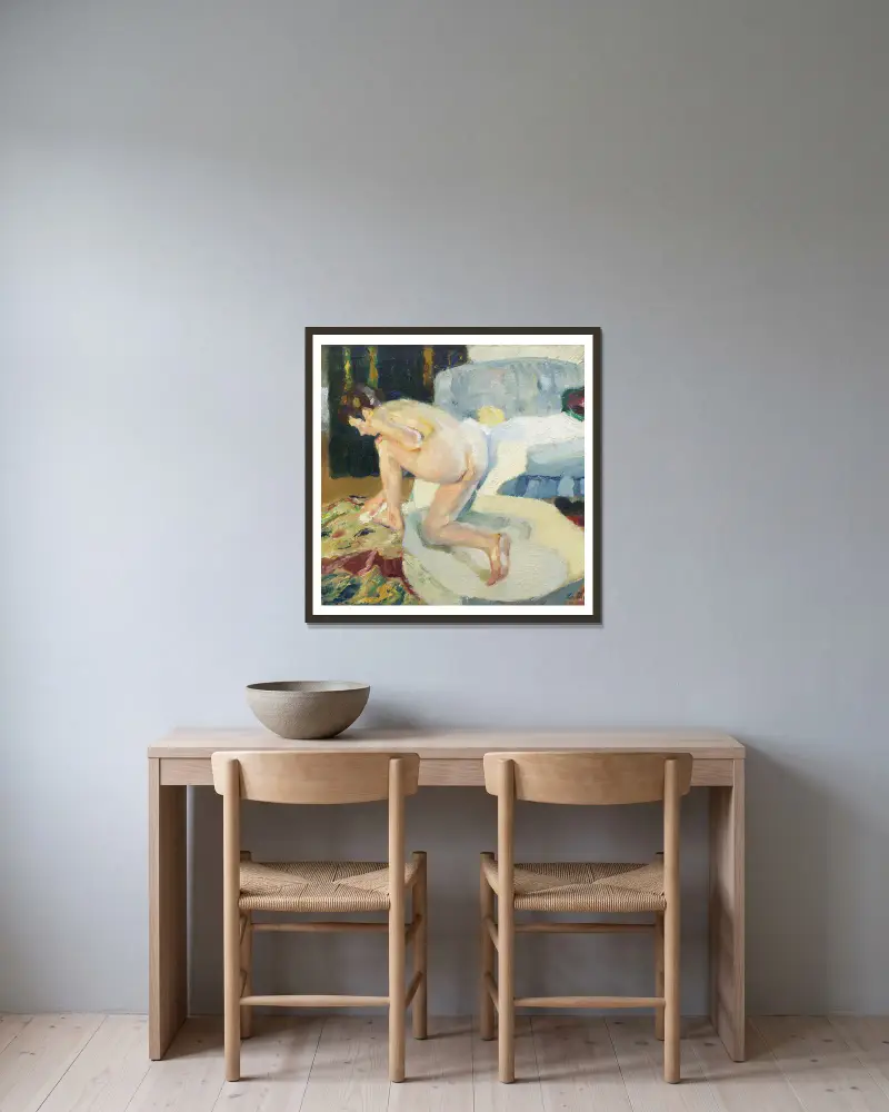 In der Badewanne I av Leo Putz inramad på en vägg