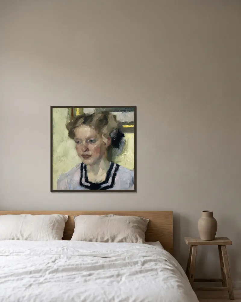 Portrait of Mina Hasch av Leo Putz inramad på en vägg