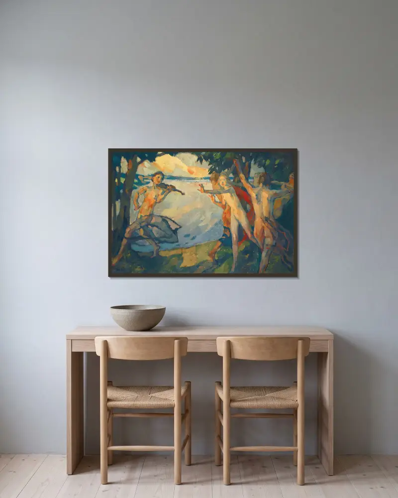 Reigen von Leo Putz gerahmt an einer Wand