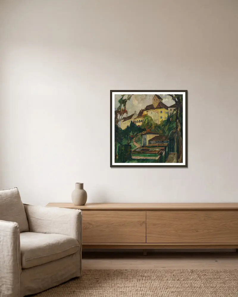 Schloss Seefeld IV von Leo Putz gerahmt an einer Wand