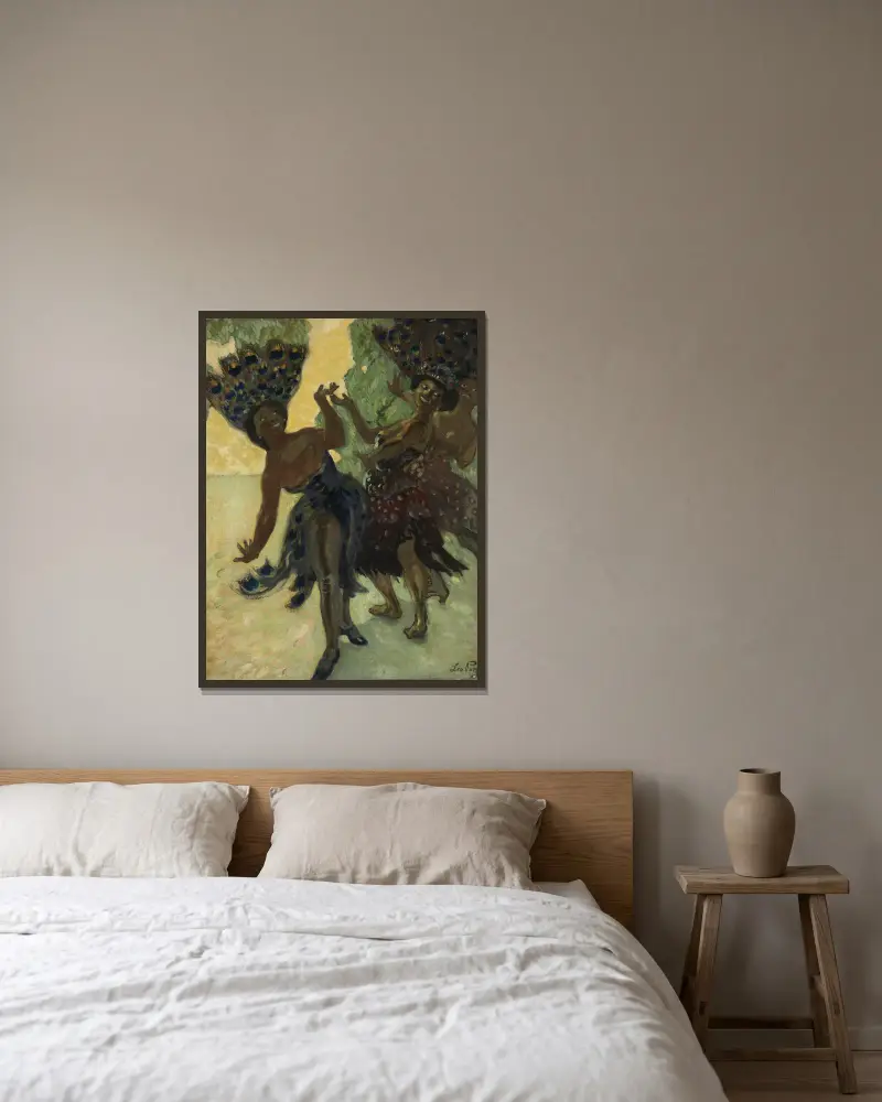 Tanzende Negerinnen von Leo Putz gerahmt an einer Wand