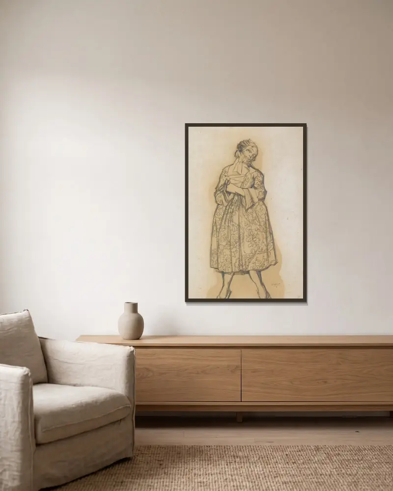 Kostymdesign för Dorothée från Les Femmes de Bonne Humeur av Léon Bakst inramad på en vägg