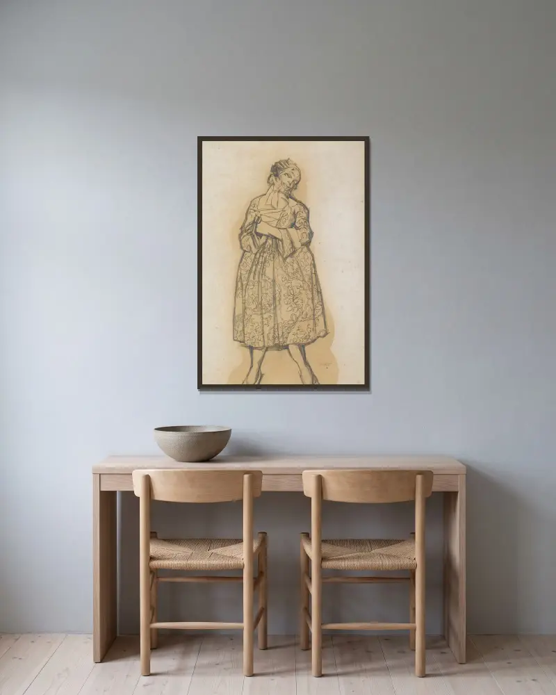 Kostymdesign för Dorothée från Les Femmes de Bonne Humeur av Léon Bakst inramad på en vägg
