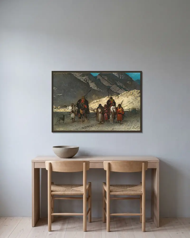 Arabiska shejker i bergen av Léon Bonnat inramad på en vägg