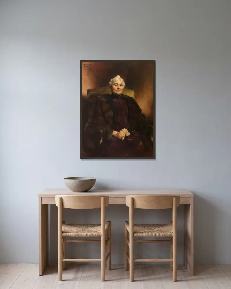 Portrait de Madame Dubernet av Léon Bonnat inramad på en vägg