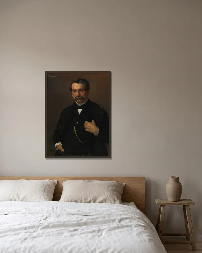 Portrait of a Man av Léon Bonnat inramad på en vägg