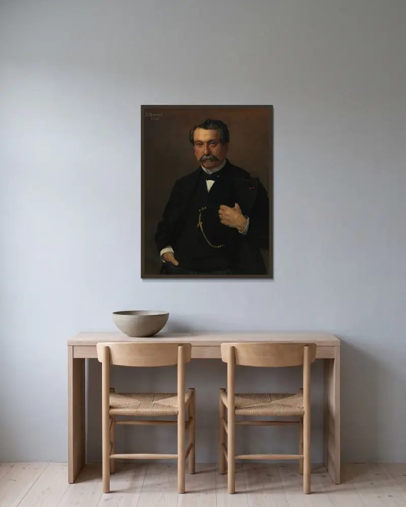 Portrait of a Man av Léon Bonnat inramad på en vägg