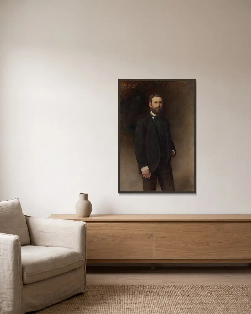 Porträtt av Henry Field av Léon Bonnat inramad på en vägg