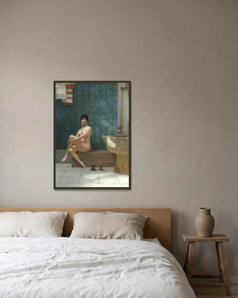 Badende am Becken von Brousse von Jean-Léon Gérôme gerahmt an einer Wand