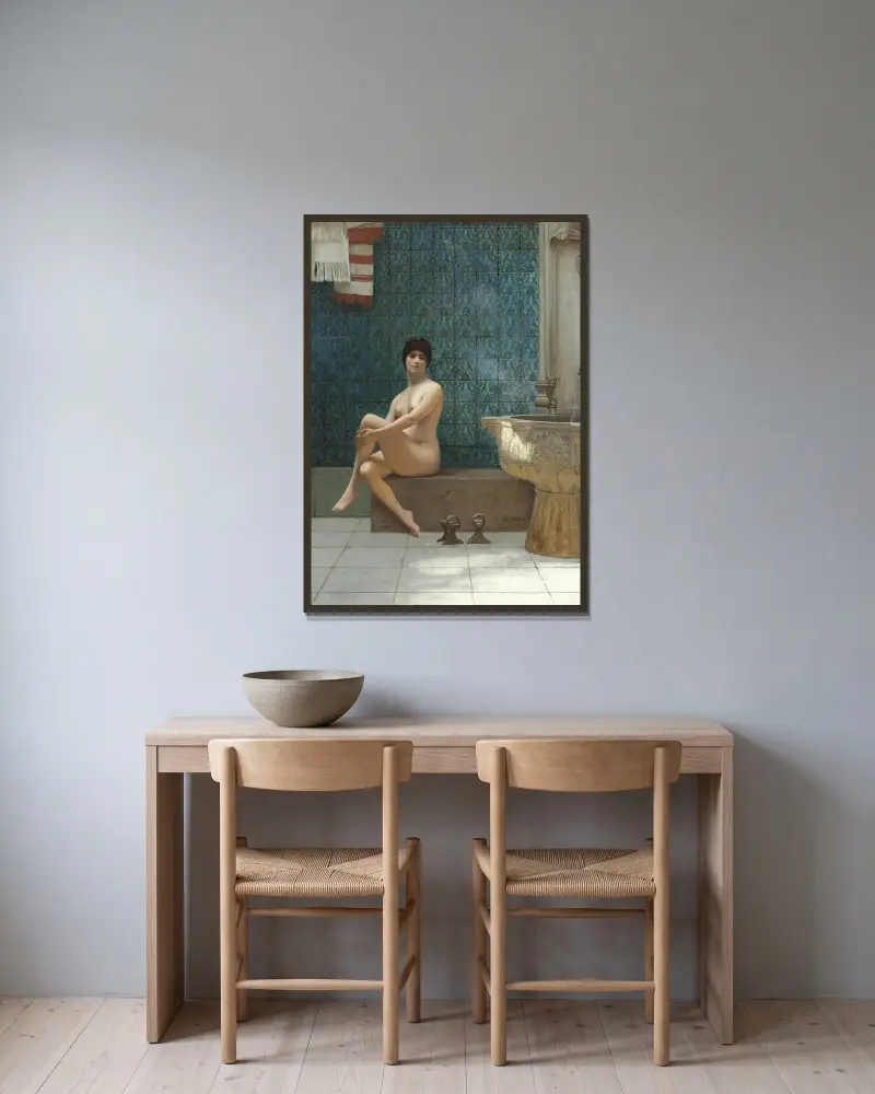 Badende am Becken von Brousse von Jean-Léon Gérôme gerahmt an einer Wand